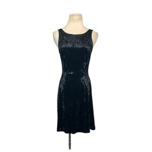 H&M Divided black velvet deep V back mini party dress size 4